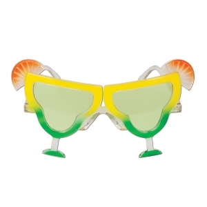 Pack of 6 Yellow Green and Orange Margarita Fanci-Frame Eyeglass Party Favor Costume Accessories - All
