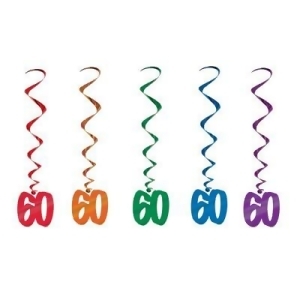 Pack of 30 Assorted Color 60th Birthday Metallic Spiral Hanging Party Decoration Whirls 36 - All