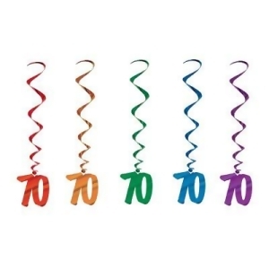 Pack of 30 Assorted Color 70th Birthday Metallic Spiral Hanging Party Decoration Whirls 36 - All