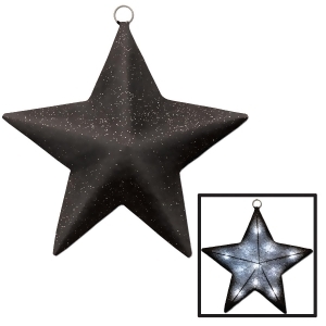 16 Black and Silver Glittered Light-Up County Western Sparkle Star - All