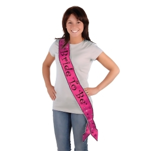 Club Pack of 6 Hot Pink Black and White Bride To Be Satin Sashes 33 x 4 - All
