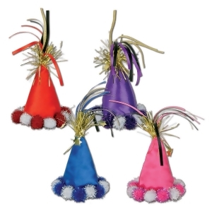 Club Pack of 12 Multi-Colored Cone Hat Hair Clip Party Favor Costume Accessories - All