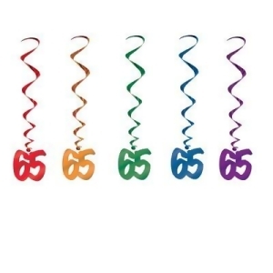 Pack of 30 Assorted Color 65th Birthday Metallic Spiral Hanging Party Decoration Whirls 36 - All