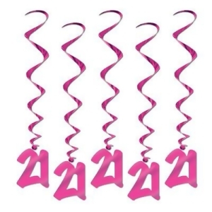 Pack of 30 Pink 21st Birthday Metallic Spiral Hanging Party Decoration Whirls 36 - All