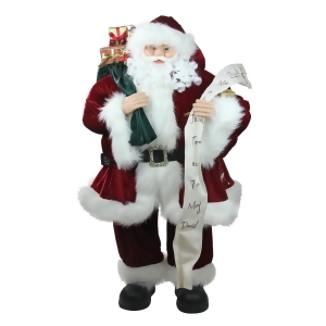 3' Standing Santa Claus with Naughty or Nice List and Bag of Presents Christmas Figure - All