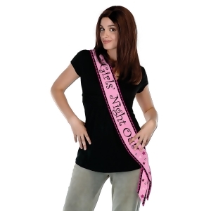 Club Pack of 6 Pink Black and White Girls' Night Out Fabric Sash - All