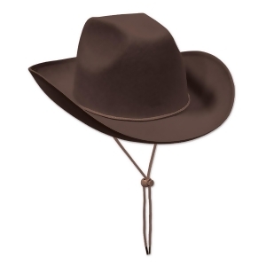Club Pack of 6 Western Themed Brown Felt Cowboy Hat Costume Accessories - All