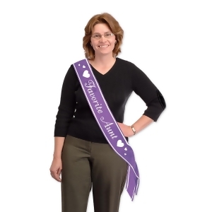 Club Pack of 6 Purple and White Favorite Aunt Satin Sashes 33 x 4 - All