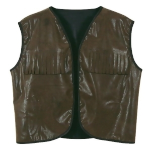 Club Pack of 4 Faux Brown Leather Cowboy Vest with Fringe Halloween Accessory - All