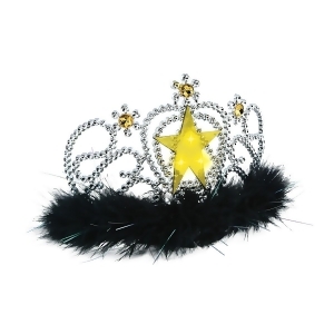 Club Pack of 6 Awards Night Silver Plastic with Yellow Light-Up Star Tiaras - All