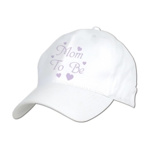 Club Pack of 12 Lavender Printed Mom To Be White Adjustable Baby Shower Caps - All