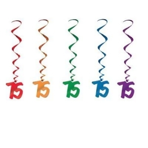 Pack of 30 Assorted Color 75th Birthday Metallic Spiral Hanging Party Decoration Whirls 36 - All