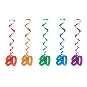 Pack of 30 Assorted Color 80th Birthday Metallic Spiral Hanging Party Decoration Whirls 36 - All