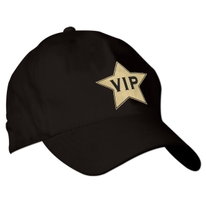 Club Pack of 12 Awards Night Black Adjustable Vip Gold Star Party Caps - All