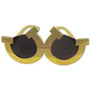 Pack fo 6 Metallic Gold Horseshoe Fanci-Frame Eyeglass Party Favor Costume Accessories - All