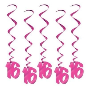 Pack of 30 Pink 16th Birthday Metallic Spiral Hanging Party Decoration Whirls 36 - All