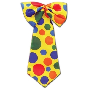 Club Pack of 12 Yellow Clown Ties with Multi-Color Polka-Dots 11.5'' x 21'' - All