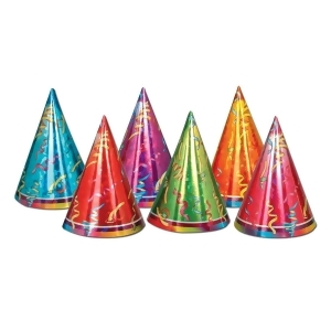 Club Pack of 72 Multi-Colored Prismatic Cone Paper Party Hats 6.5 - All