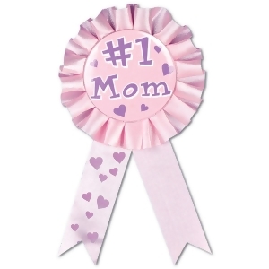 Pack of 6 Pink ''#1 Mom'' Award Ribbons 3.75'' x 6.5'' - All