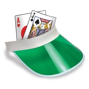 Club Pack of 12 Green and White Blackjack Party Favor Visors - All