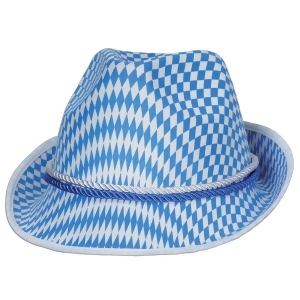 Pack of 12 Blue and White Harlequin Design Fabric Oktoberfest Alpine Party Hat - All