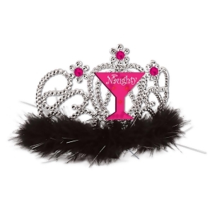 Pack of 6 Pink Black and Silver Plastic Light-Up Girl Tiara Costume Accessories - All