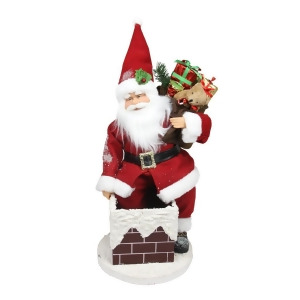 16.5 Animated Santa Claus Going Down a Chimney with Gifts Christmas Decoration - All