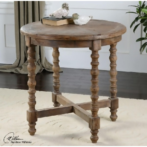 26 Sunburst Eco-Friendly Distressed Recycled Fir Circular Wooden End Table - All