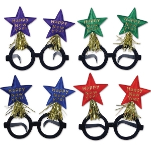 Club Pack of 12 Glittered Happy New Year Star Bopper Eyeglass Party Favor Costume Accessories - All