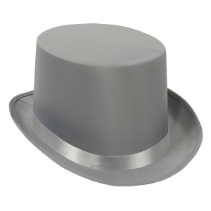 Pack of 6 Gray Satin Ribbon Sleek Top Hat Costume Accessories - All