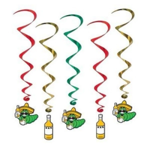 Pack of 30 Assorted Tequila Bottle and Worm Fiesta Hanging Party Decoration Whirls 42 - All
