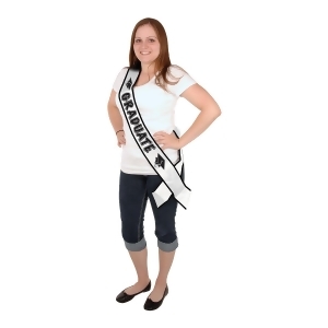 Club Pack of 6 Black and White Decorative Graduate Satin Sash 33 - All