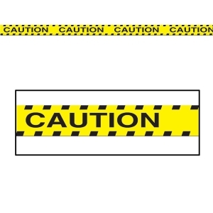 Club Pack of 12 Yellow and Black ''Caution'' Party Tape 3'' x 20' - All