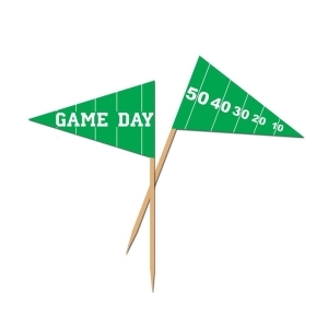 Club Pack of 600 Green and White Game Day Football Food Drink or Decoration Party Picks 2.5 - All