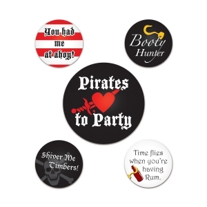 Club Pack of 60 Pirate Party Buttons - All
