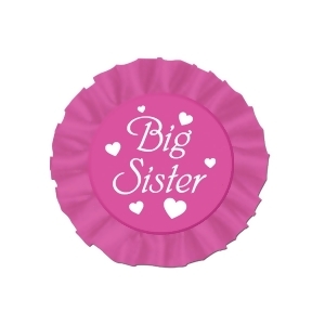Club Pack of 12 Bright Pink and White ''Big Sister'' Satin Buttons 3.5'' - All