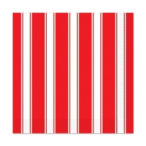 Club Pack of 192 Red White Stripes Party Disposable 2-Ply Beverage Napkins - All