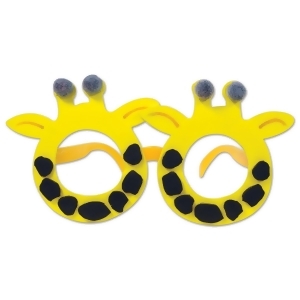 Club Pack of 12 Yellow and Black Giraffe Eyeglass Party Favor Costume Accessories - All