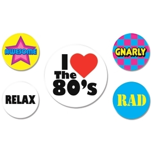 Club Pack of 60 80's Party Buttons - All