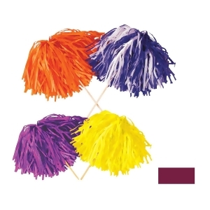 Club Pack of 144 Maroon Football Themed Pom Pom Tissue Shakers 16 Stick x 12 Strand 320 - All