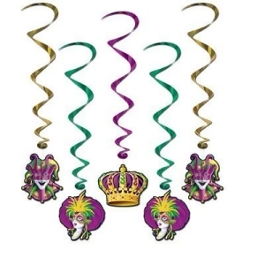 Pack of 30 Assorted Mardi Gras Metallic Hanging Party Decoration Whirls 40 - All