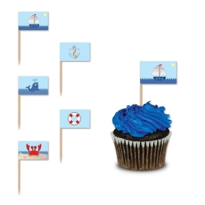 Club Pack of 600 Blue Nautical Themed Food Drink or Decoration Party Picks 4 - All