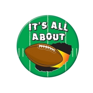 Club Pack of 12 Green White and Brown ''It's All About'' Football Buttons 3.5'' - All