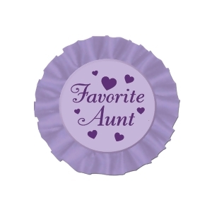 Clube Pack of 12 Lavender and Dark Purple ''Favorite Aunt'' Satin Buttons 3.5'' - All