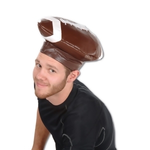 Pack of 6 Sports Themed Brown and White Vinyl Football Costume Party Hats - All