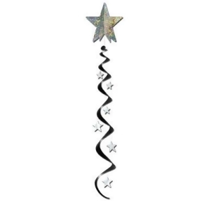 Pack of 12 Black and Silver Star Metallic Hanging Party Decoration Whirls 48 - All