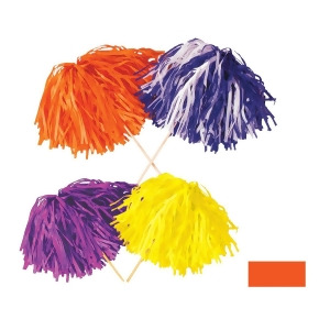 Club Pack of 144 Solid Orange Pep Rally Tissue Shaker Pom Pom Accessories - All