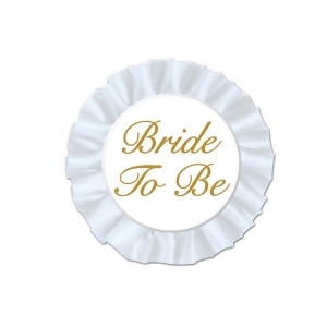 Club Pack of 12 White and Gold ''Bride To Be'' Satin Buttons 3.5'' - All
