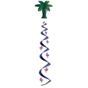 Pack of 12 Palm Tree and Flamingo Tropical Metallic Hanging Party Decoration Whirls 48 - All