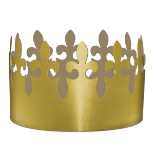 Club Pack of 72 Gold Fleur De Lis Foil Crown Party Hats 4 - All